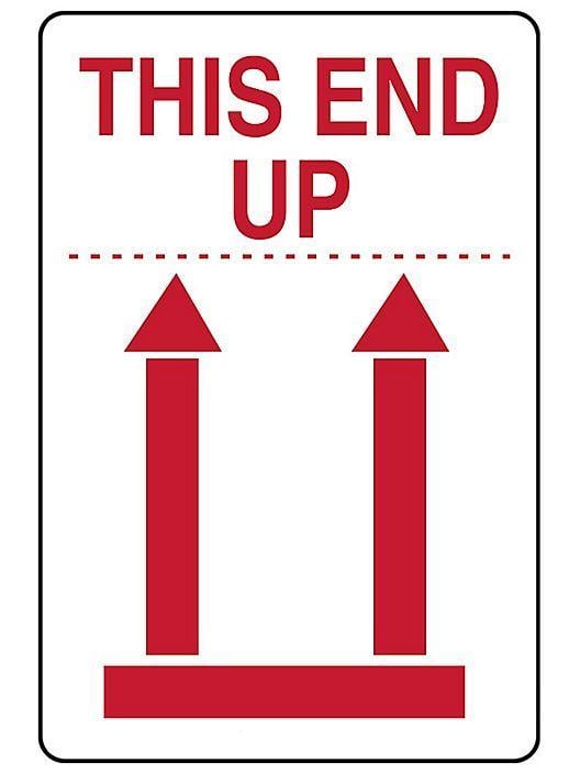 2 Arrows Up Logo - International Safe Handling Labels End Up with Red Arrows