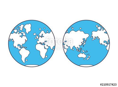 Western Globe Logo - World map, western and eastern globe hemisphere. Stock image