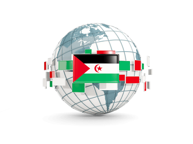 Western Globe Logo - Globe with line of flags. Illustration of flag of Western Sahara
