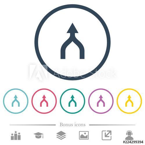2 Arrows Up Logo - Merge arrows up flat color icons in round outlines this stock