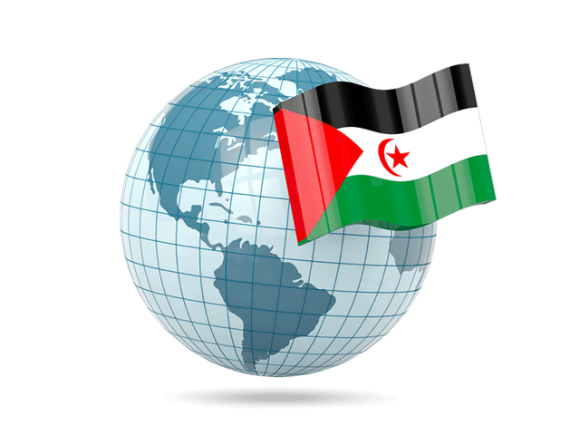 Western Globe Logo - Globe with flag. Illustration of flag of Western Sahara