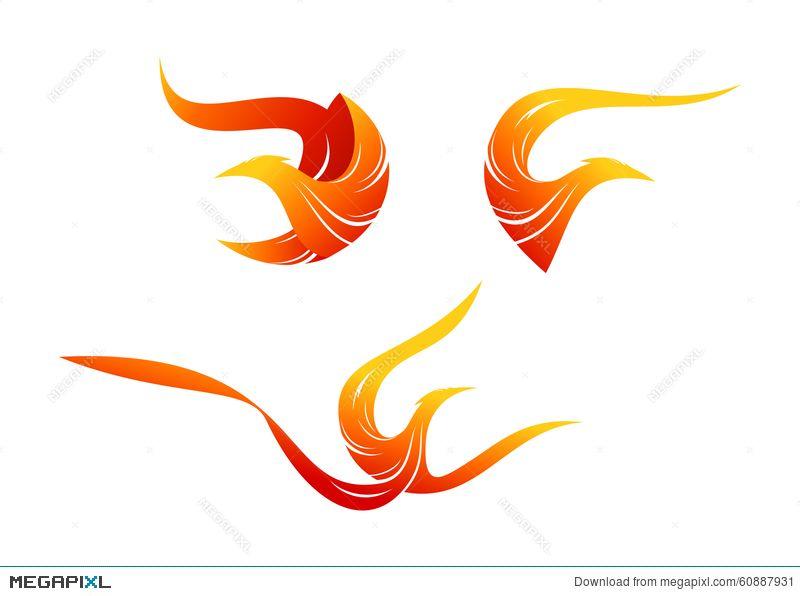 Phoenix Bird Logo - Flame Bird Logo, Phoenix Symbol Design Illustration 60887931