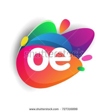 O E Logo - Letter OE logo with colorful splash background, letter combination