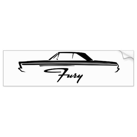 Plymouth Fury Logo - 1965-66 Plymouth Fury Classic Car Design Bumper Sticker | Zazzle.com