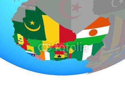 Western Globe Logo - Western Africa with national flags on simple political globe. | Buy ...