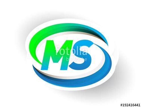 MS Blue Logo - initial letter MS logotype company name colored blue and green ...