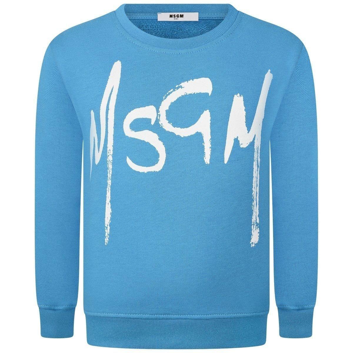 MS Blue Logo - MSGM Blue Logo Print Sweater