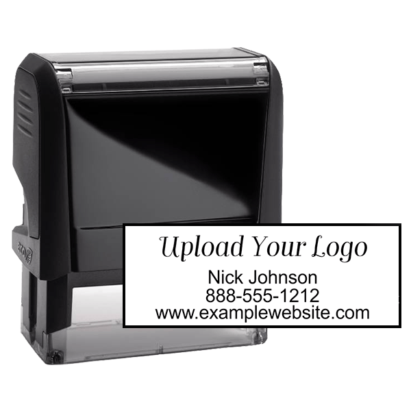 Three Rectangle Logo - Rectangle Logo Custom Stamp with Three Lines of Text