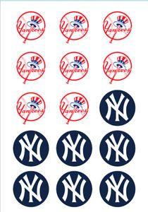 NY Yankees Logo - NY Yankees Edible Print Premium Cupcake/Cookie Toppers Frosting ...