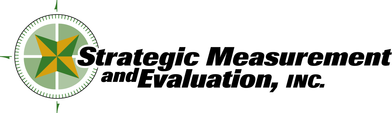 Black and White Evaluation Logo - Strategic Measurement and Evaluation, Inc