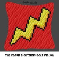 CC Lightning Logo - The Flash Superhero Lightning Bolt Logo crochet graphgan pillow