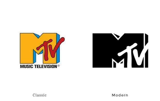 MTV 1980 Logo - examples of classic branding next to the modern version