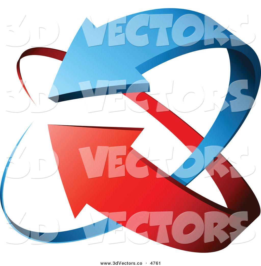 White with Red Arrow Logo - 3D Vector Clipart Of A Pre Made Logo Of Blue And Red Arrows Circling