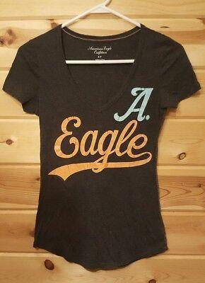 Small American Eagle Logo - WOMEN'S AMERICAN EAGLE Grey Logo T-Shirt Size Small - $9.45 | PicClick