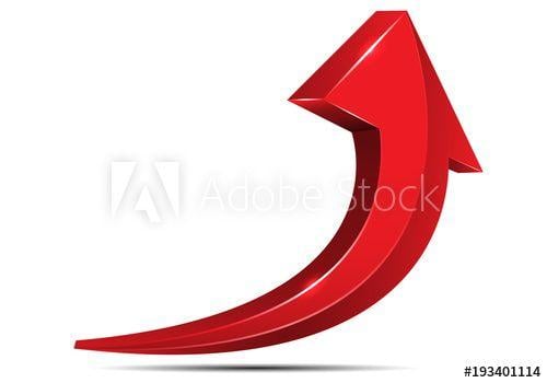 White with Red Arrow Logo - Abstract red arrow symbol 3D curve up white shadow on white
