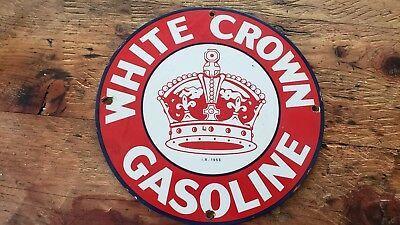 Red White Crown Logo - STANDARD WHITE CROWN Porcelain Pump Plate Sign made In Usa I.r