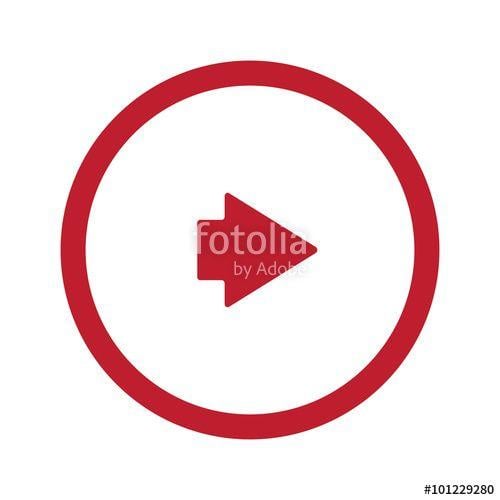 White with Red Arrow Logo - Flat red Arrow Right icon in circle on white Stock image