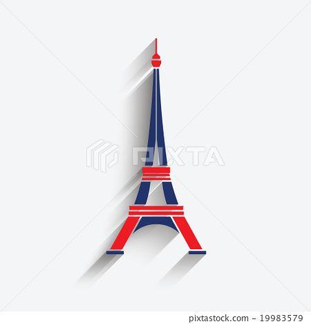 Eiffel Tower Logo - Eiffel Tower in patriotic colors. Logo icon - Stock Illustration ...