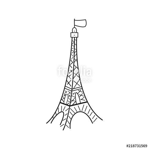 Effeil Tower Logo - Paris eiffel tower logo on white background hand drawing