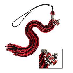 Red and Black Spear Logo - shopaztecs & Black SD Spear Tassel