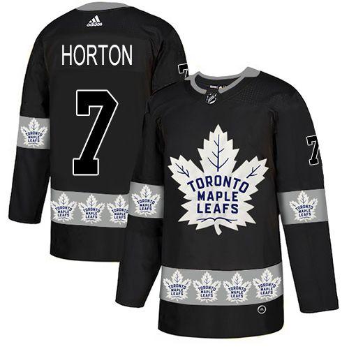 Red Maple Leaf Hockey Logo - Adidas Authentic Tim Horton Men's Black NHL Jersey - #7 Toronto ...