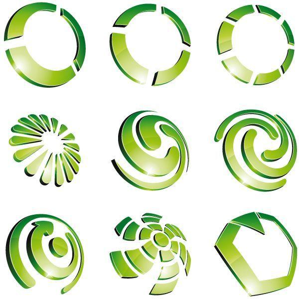 Green Circular Logo - Green 3D logo design vector 02 Logo free download. Design