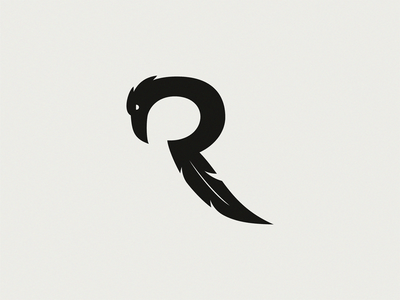 Black White R Logo - Raven letter R | Logo | Logo design, Logos, Lettering