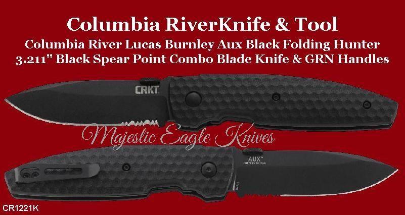 Red and Black Spear Logo - Columbia River CR1221K Lucas Burnley Aux Black Folding Knife 3.211