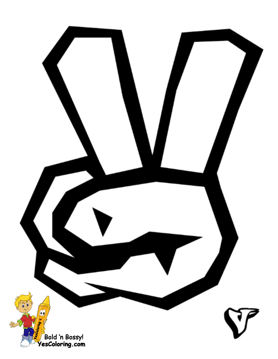 Graffiti Letter V Logo - Printable Sign Language Alphabet. Graffiti. Free