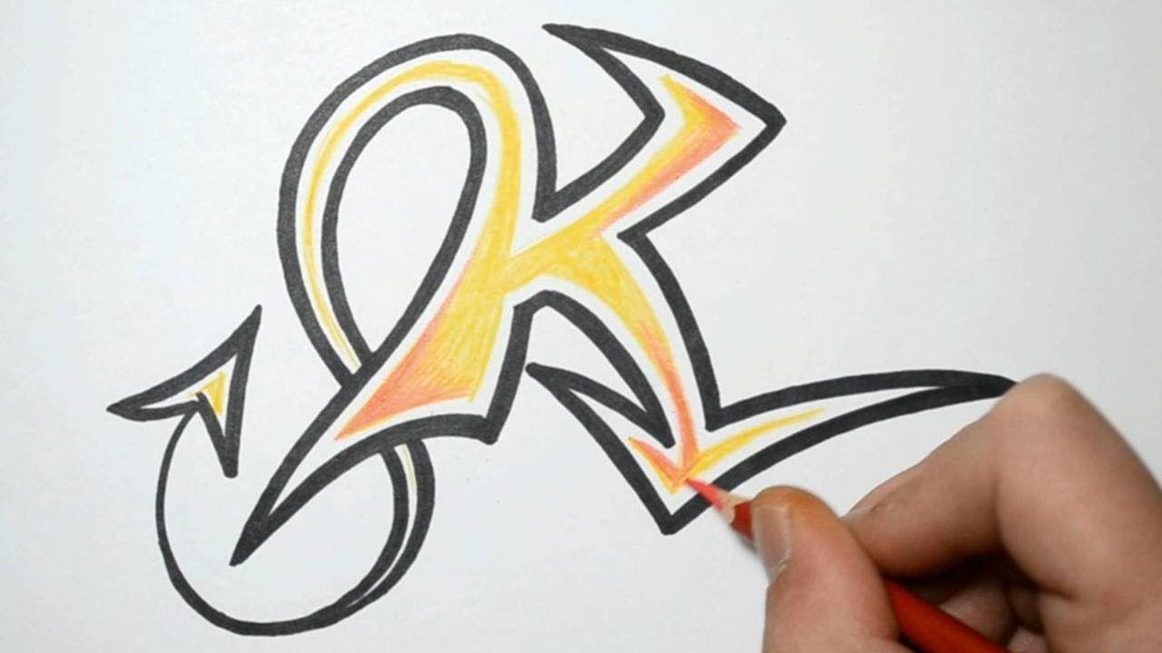 Graffiti Letter V Logo - How to Draw Graffiti Letters - K - YouTube