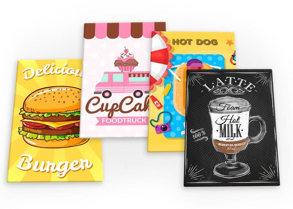Fast Food and Drink Logo - Food & Drink Burger Hot Dog Coffee Diner Set A 4 X Fridge Magnets B