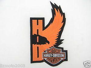 Orange Wing Logo - Harley Davidson PATCH 10 Inch BAR & SHIELD & Eagle W Large ORANGE