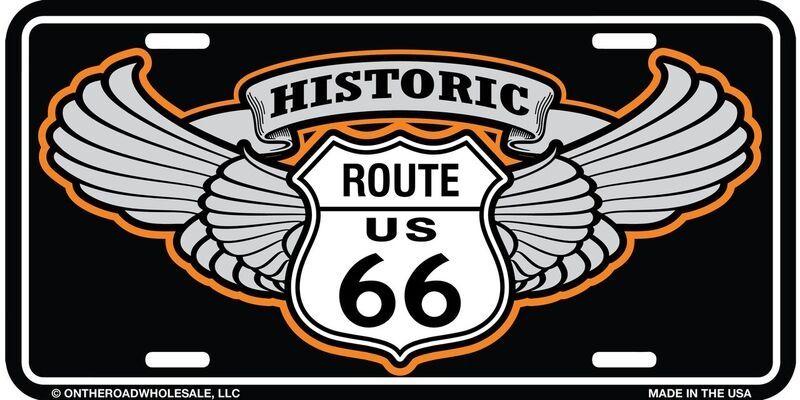 Orange Wing Logo - Route 66 Orange Wing License Plate