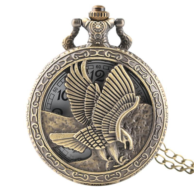 Hunting Eagle Logo - Vinage Hollow Flying Hunting Eagle Design Pocket Watch Necklace ...