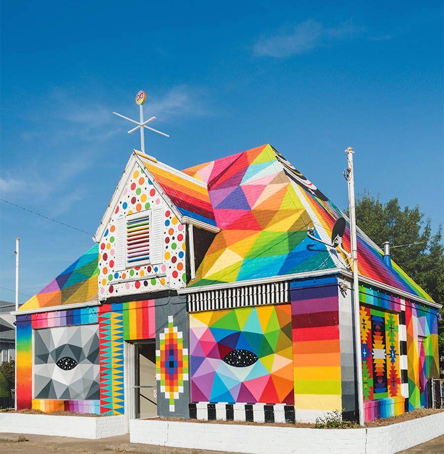 Multi Colored House Logo - New Multicolored Artwork on a House by Okuda – Fubiz Media