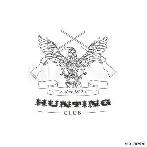 Hunting Eagle Logo - Hunting club flat logo with eagle - Buy this stock illustration and ...