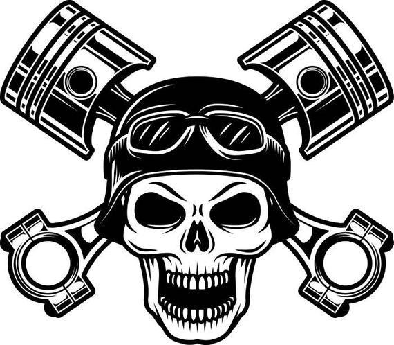 Motorcycle Skull Logo - Motorcycle Logo 12 Skull Pistons Helmet Goggles Bike Biker | Etsy