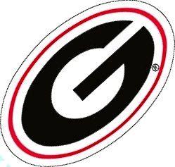 UGA G Logo - Georgia Bulldogs Die Cut UGA Black/Red Oval G Logo Vinyl Decal