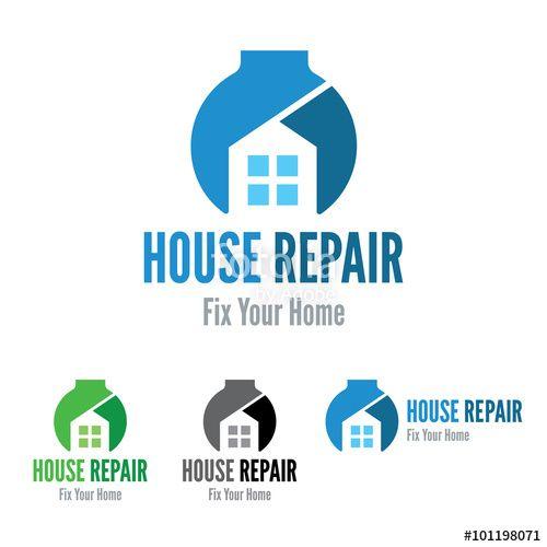 Multi Colored House Logo - House repair company vector logo template. Home fix service. DIY ...