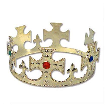 Gold Queen Crown Logo - Gold Jeweled Prince King Queen Crown: Toys & Games