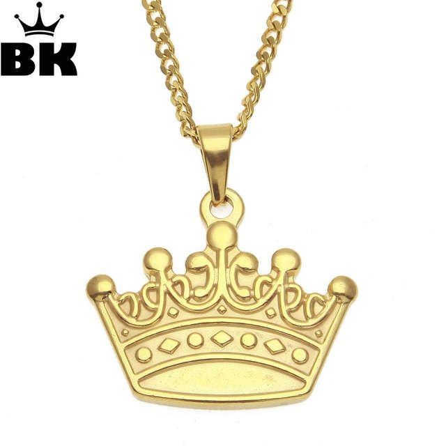 Gold Queen Crown Logo - Online Shop Mens Hip Hop Stainless Steel Gold Queen Crown Pendant ...