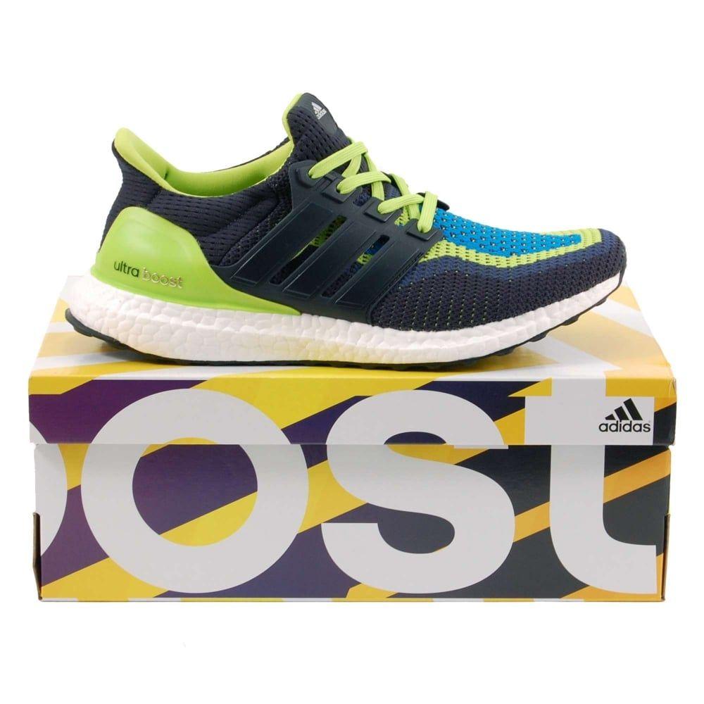 Navy Boost Logo - Adidas Originals Ultra Boost Semi Solar Slime Night Navy Shock Blue ...