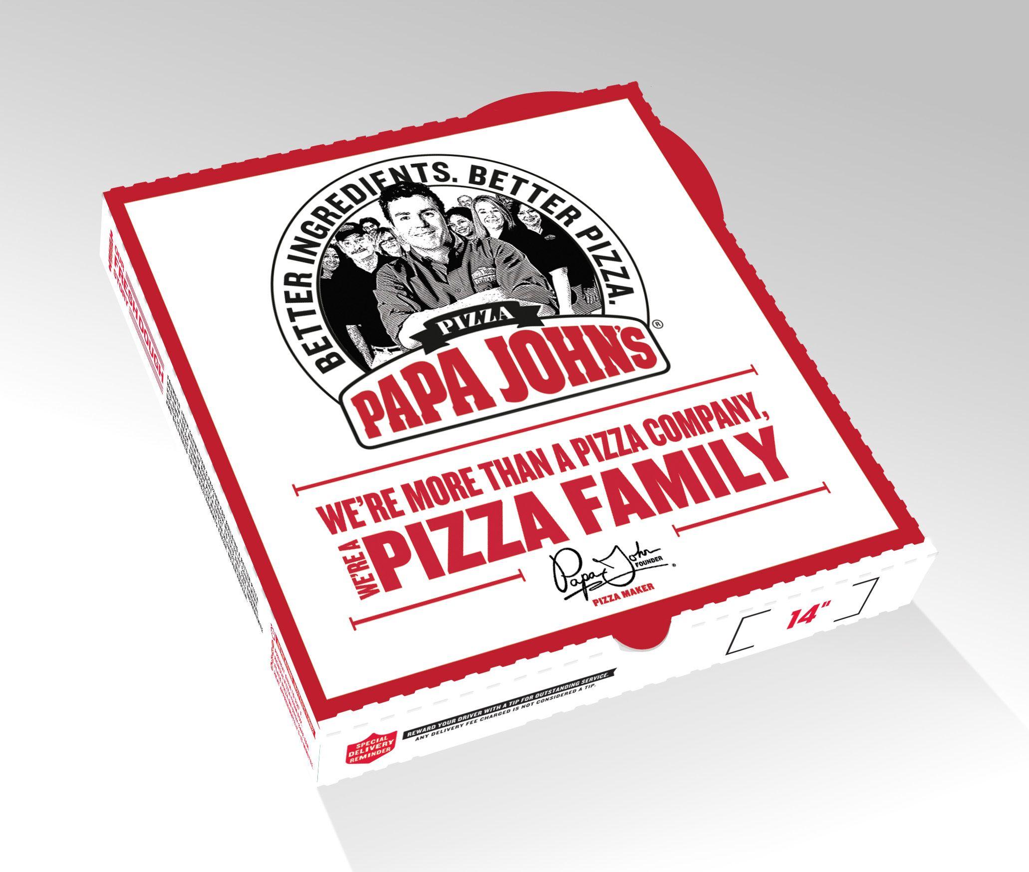 Pizza Box Logo - Papa John's Launches “Pizza Family” Campaign Week of Super Bowl LI ...