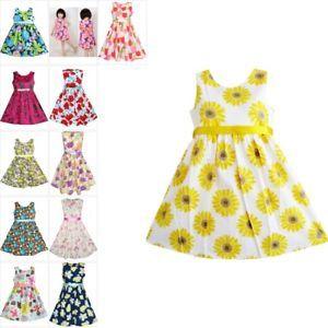 Fashion with Yellow Tree Logo - Sunny Fashion Girls Dress Yellow Sunflower School Sundress Party Age ...