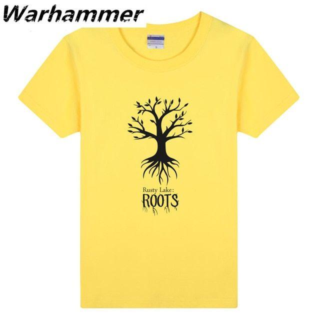 Fashion with Yellow Tree Logo - Warhammer Rusty Lake Roots Games Fashion T shirt Men Flock Print