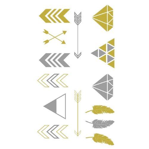 Metal Diamond Logo - 2015 style fashion Tattoo Sticker feather arrow Diamond logo metal ...