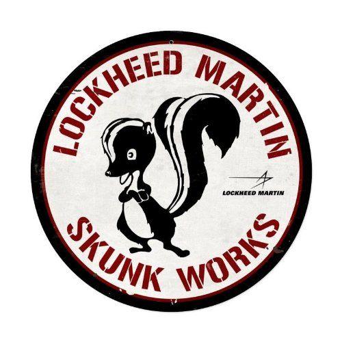 Old Lockheed Logo - Old Time Signs Skunk Works Round Metal Sign Wall Decor