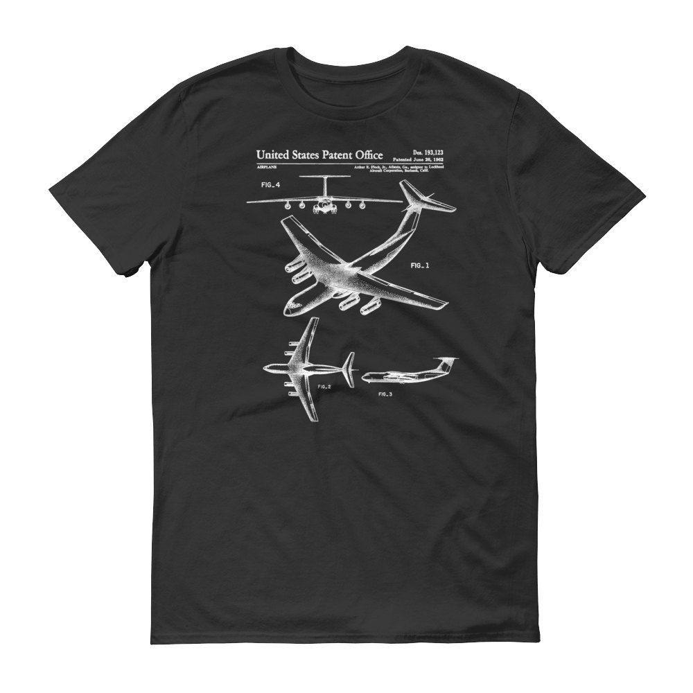 Old Lockheed Logo - Lockheed C 141 Airplane Patent T Shirt