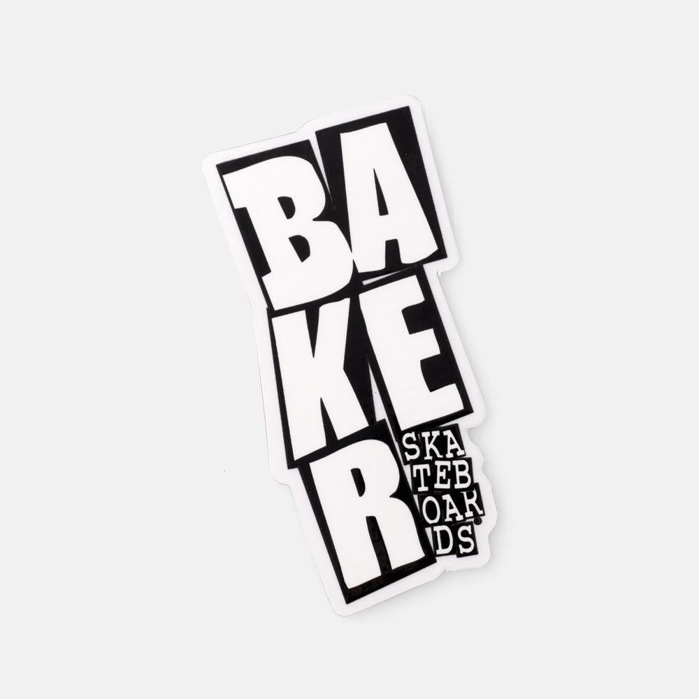 Baker Skateboards Logo - Baker Skateboards Stacked Black While Logo Sticker