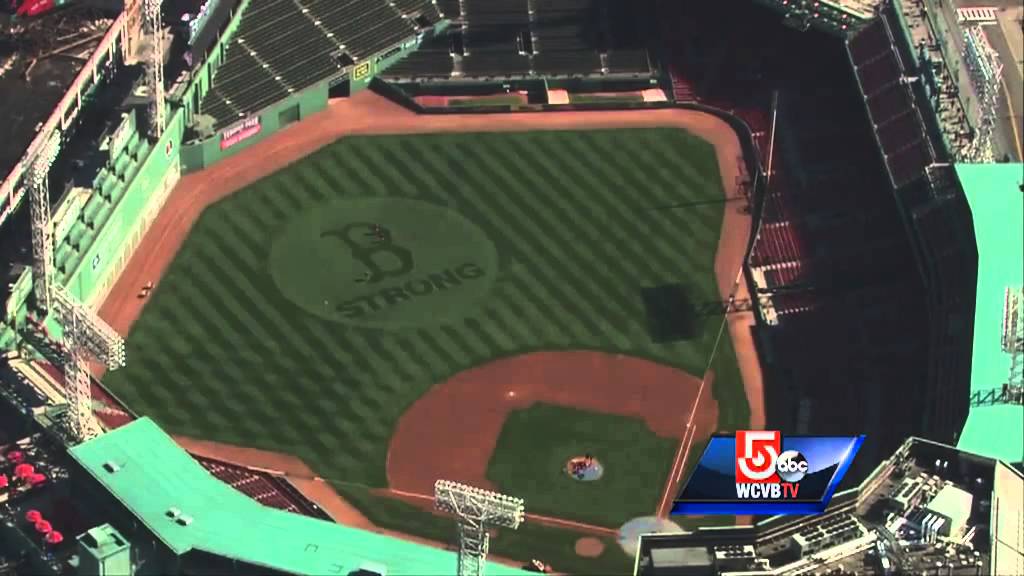 Boston Strong Logo - Uncut: Red Sox Boston Strong logo cut into grass at Fenway Park ...